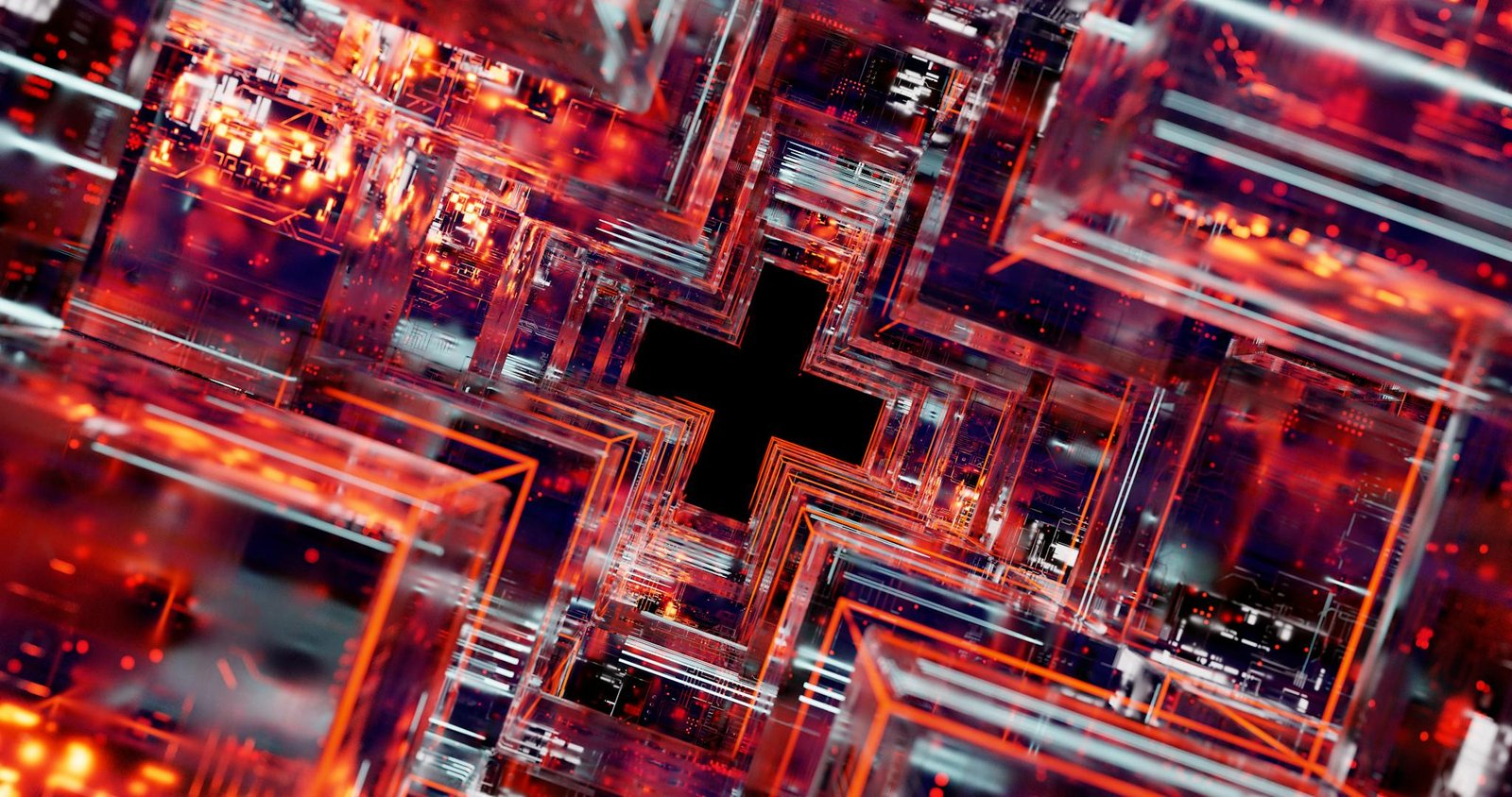 Abstract digital artwork showcasing a colorful, geometric design with depth and intricate detail.